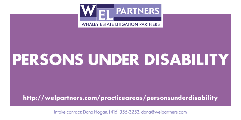 WELPartners's tweet photo. WEL Partners Practice Areas: Persons Under Disability
https://t.co/hoPHyN3uiE
#disability #welpartners #estatelitigation #lawfirm #lawyers #toronto #practiceareas https://t.co/oC3ktlrHV5