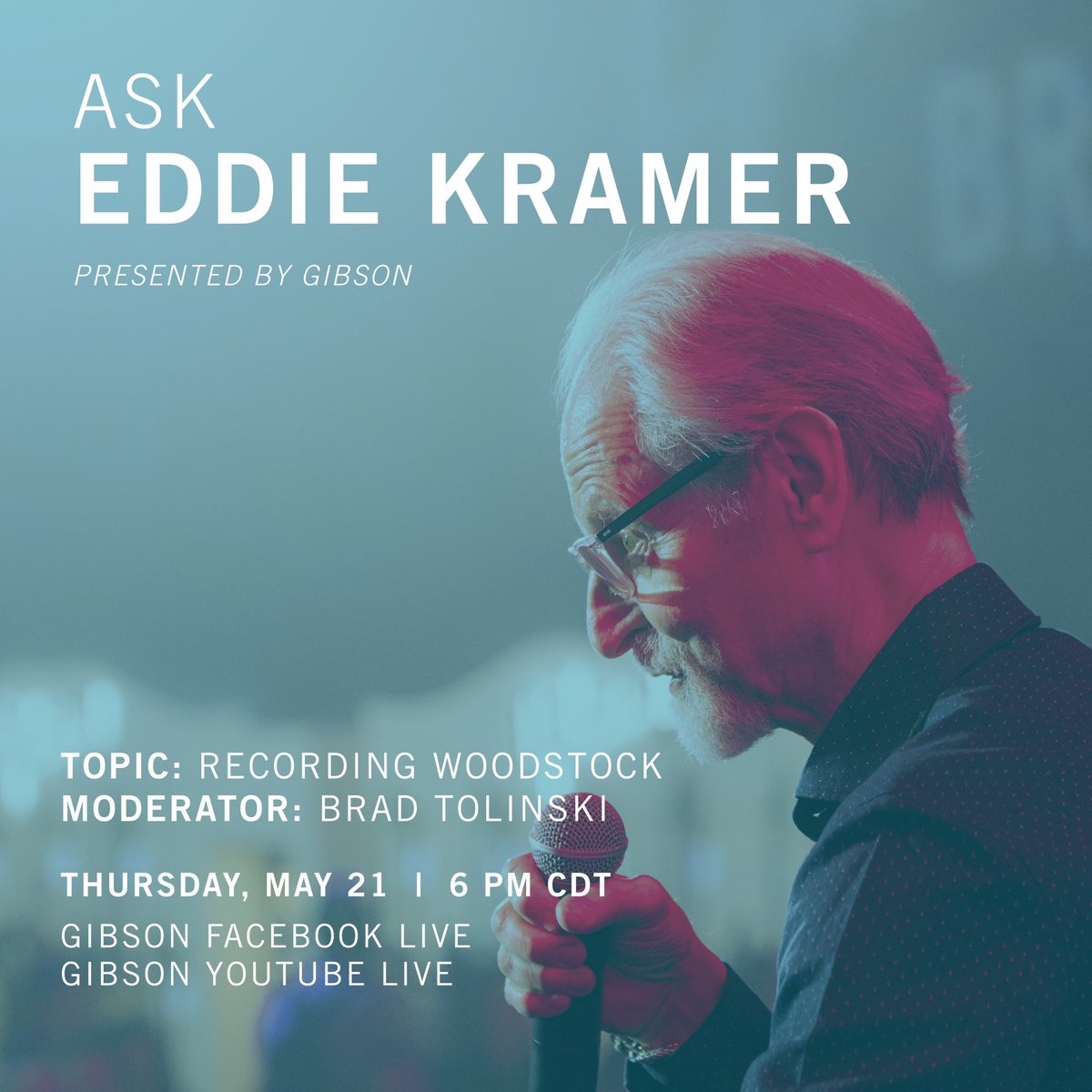 Tune in to see the Eddie Kramer LIVE on our Facebook and YouTube this THURSDAY! #gibson