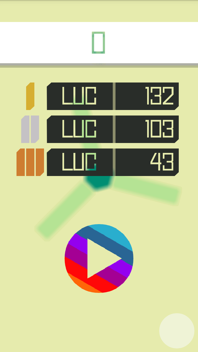 Our highscore / deathscreen is complete for now. 
WITH a new animated button! 🤩

Don't be surprised ... So far, the high scores are still easy to reach. Gameplay follows ...🤓

#gamedev #indiedev #highscore #indiewatch #AndroidDev #gamedesign