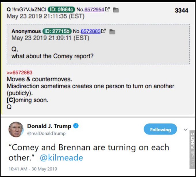 14.  #QAnon points to our President (Scavino?) digging out a May 30, 2019 response to his May 29, 2019 tweet for reply today. Kun anons respond.  #Q