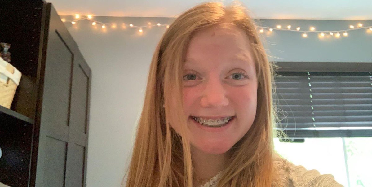 MrsJRodg's tweet photo. Well it's official! No more brace face. It was worth the wait.  Poor kid was supposed to get them off March 17th...the day they cancelled all dental and orthodontist offices for COVID-19!  She was a trooper. She wasn't even upset. I love you and that BEAUTIFUL SMILE https://t.co/QECwDObXXp