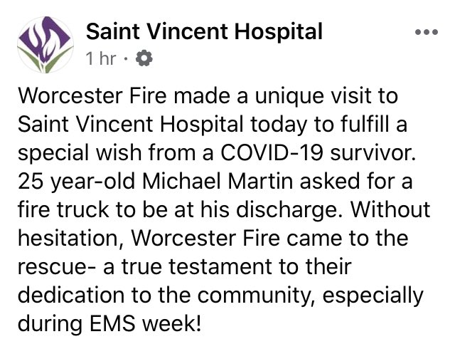 WorcesterFD's tweet photo. Speedy Recovery, Michael!
#WorcesterFireDepartment #WFD #Engine6 @SaintVincentMA https://t.co/VnNAms2Jtc