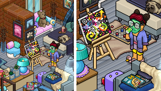 BlairWorldof's tweet photo. Home-outfit on @HabboItalia alone and then with my #Habbo friends 🥰

Maybe a bit weird, what do u think @Habbo ? https://t.co/NEt66ZQwxI