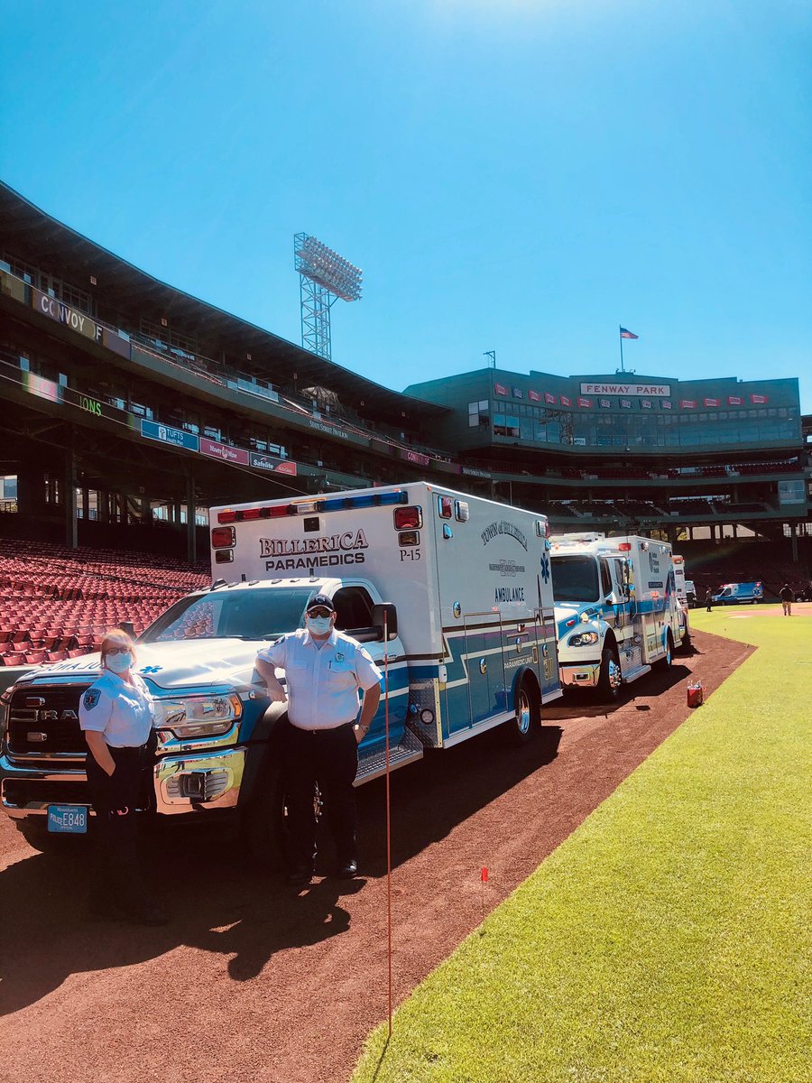BillericaEMS's tweet photo. Billerica EMS was proud to participate in the line of ambulances that drove from Worcester to Fenway Park in Boston today in celebration of EMS week. Thank you to all EMS personnel for the work you everyday.  We are very lucky to have such a great group of paramedics in Billerica https://t.co/Iq2zfkIc0Z