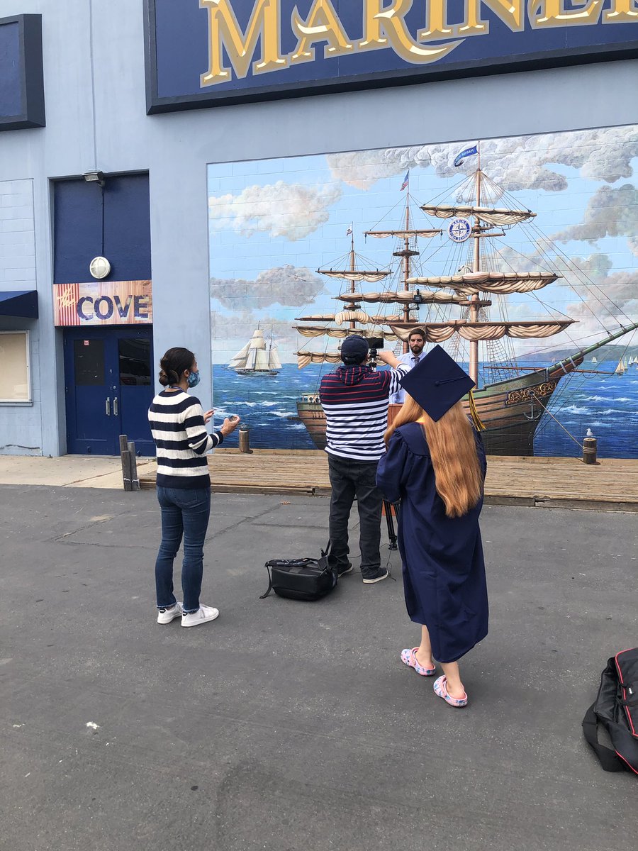 mpusdway's tweet photo. MPUSD trying to instill some “normalcy” as we gear up to honor our seniors. The team is in the field capturing our principal messages and our valedictorian and salutatorian speeches. First stop Marina High. #mpusdway https://t.co/NzO3yrAZjF