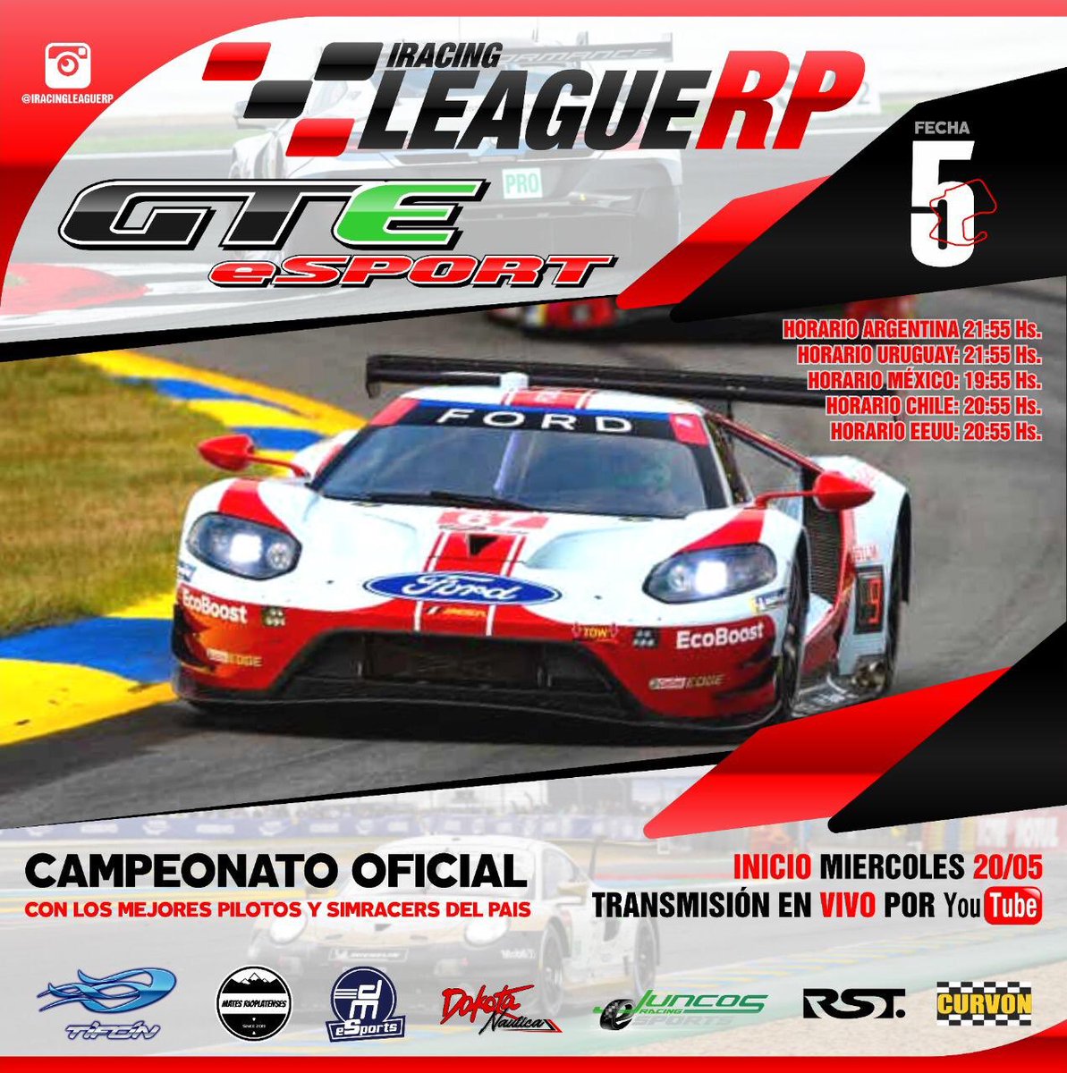 LevelMotorsport's tweet photo. 🏁 @iracingleaguerp | GTE | Fecha 5

📌Laguna Seca, USA 🇺🇸 

🏎 @SorianoTobi 
🏎 @BerniLlaver 
🏎 @FacuChapur 

⏰ 21:55hs 🇦🇷
📺 https://t.co/Jnw9eVS0hu

Nueva fecha donde @SorianoTobi intentara seguir defendiendo la punta del campeonato!

#OurLevel https://t.co/poWtJobZII