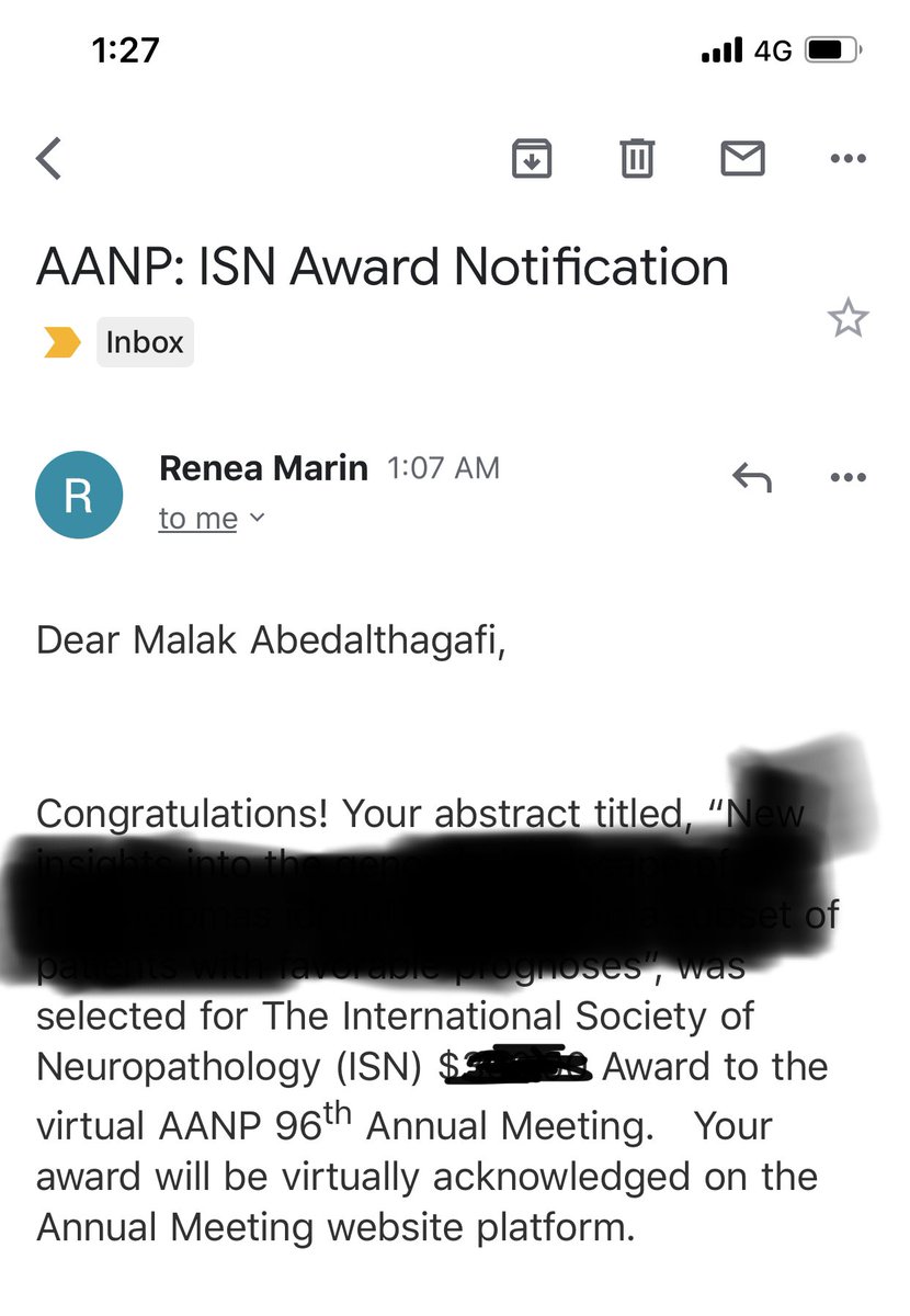 MalakAbed's tweet photo. الحمدلله للتو حصلت على جائزه الجمعيه العالميه لعلم الأمراض العصبيه  The International Society of Neuropathology (ISN) السنوية لعام ٢٠٢٠ 
هذا العام سيكون المؤتمر اونلاين بسبب ظروف كورونا وسنقدم فيه دراستين جديده accepted as platforms في الثاني عشر من يونيو ان شاء الله https://t.co/hcUDbsYVXd