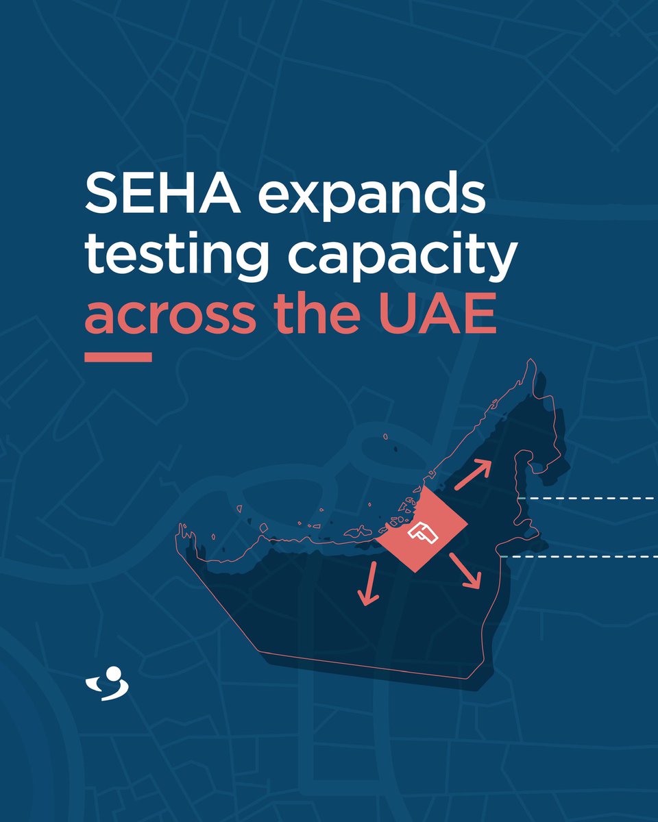 ADMediaOffice's tweet photo. Under directives from Mohamed bin Zayed, @SEHAHealth is further expanding the COVID-19 testing facilities in Abu Dhabi and Dubai and enhancing its operational capacity. https://t.co/KAithQ9HNA