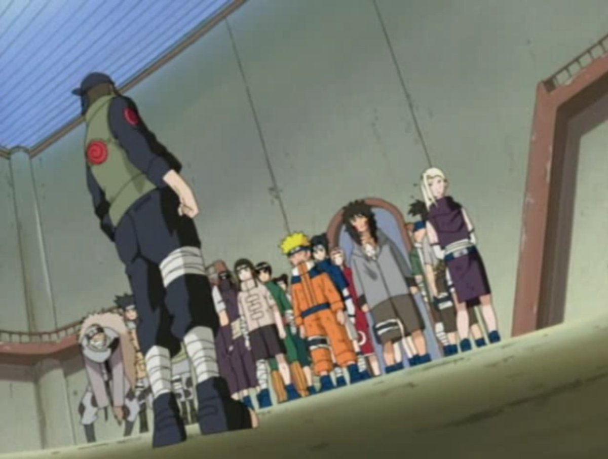 Iruka congratulates team 7 on completing the 2nd part of the chunin exam! 