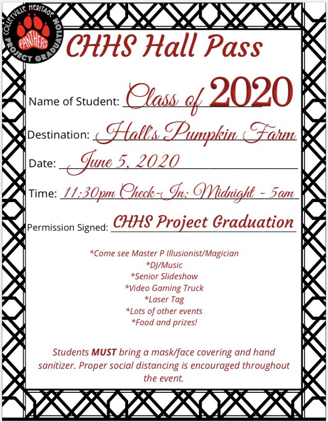 ANNOUNCING THE NEW PROJECT GRADUATION CLASS OF 2020 PARTY! @chhsseniors2020 @CHHS_principal <a href="/CHPantherPride/">Colleyville Heritage</a> <a href="/PTSACHHS/">CHHS PTSA</a> <a href="/GCISD/">Grapevine-Colleyville ISD</a>