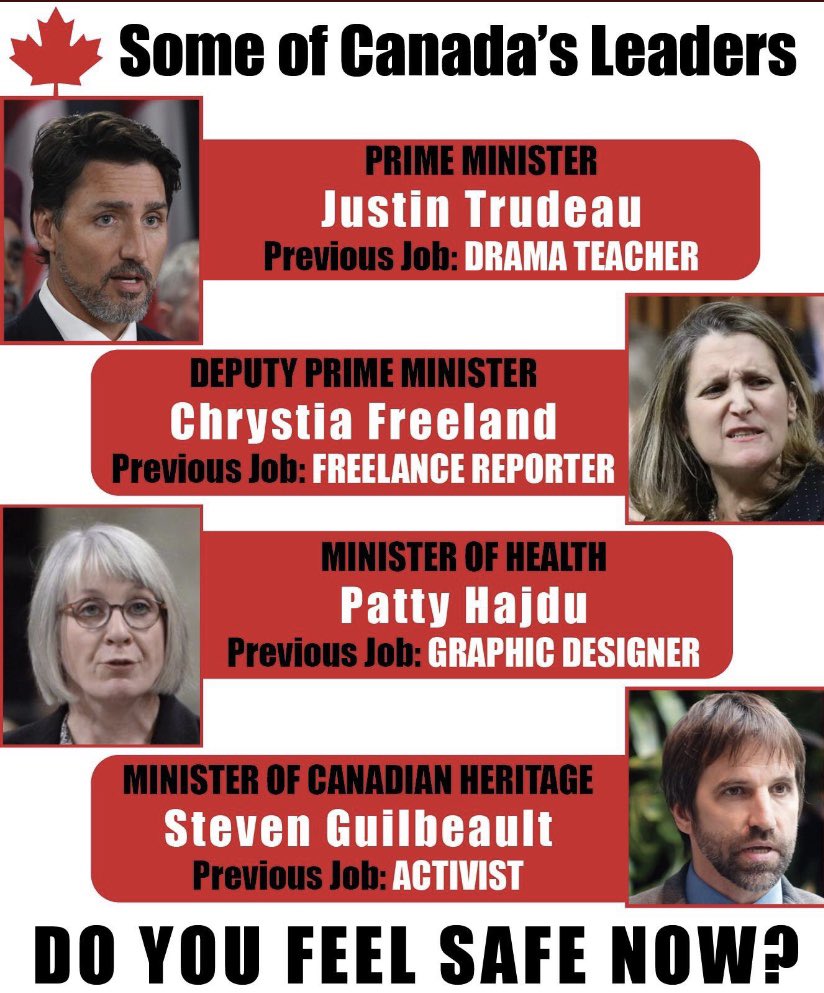 <a href="/TheTorontoSun/">Toronto Sun</a> These are our ‘experts’⁉️⁉️😳😳 Couple that with <a href="/PattyHajdu/">Patty Hajdu</a> Minister of Health who is a graphic designer ~~~ well ... you put the pieces together. #AmateurHour #TrudeauWorstPM #COVID19Canada