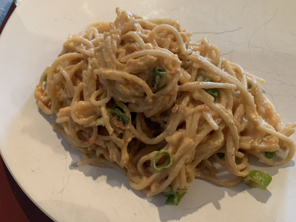 lawerner2's tweet photo. Not only an easy pasta dish but amazingly delicious! Yum! Spicy Miso Pasta  Thanks for sharing @chrissyteigen. @cravings @ReneeHopkins6 https://t.co/uSJNECLvYZ