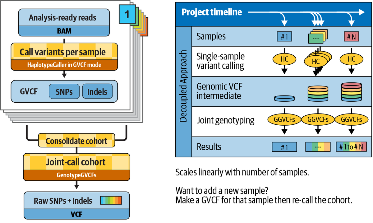 6- #GATK Best Practices for Germline Short Variant Discovery: Step by step examination of what may be the most commonly run genomics pipeline in the world, with highlights on joint calling for populations and deep learning for single-sample analysis.