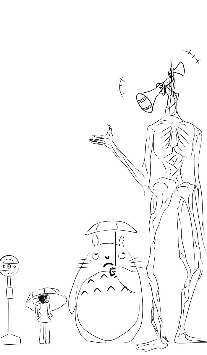angel93rd's tweet photo. 暇すぎて杉山泰三になったのでトトロとサイレンヘッドの落書き
#Silenhead https://t.co/7HyKS5UD5Z