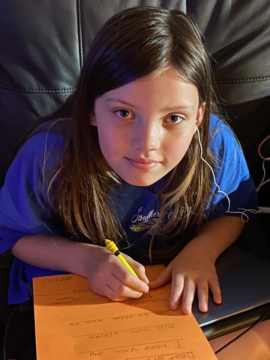 WME_4th_5th's tweet photo. Savannah's act of kindness.  She wrote a letter to someone in a hospital. #DoGoodFromHome
#WilsonsMillsES
#MustangPride https://t.co/crAn4IY8Ey