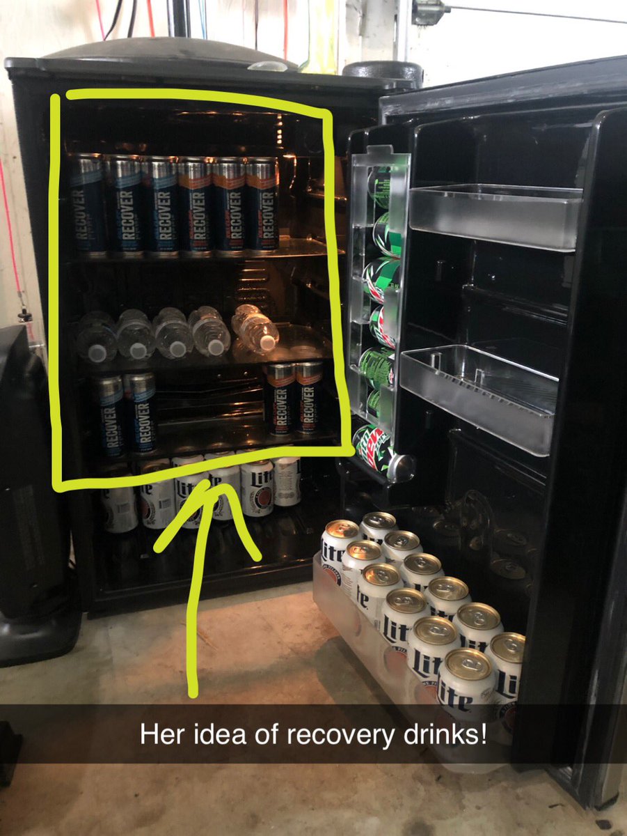 KYprosecutor's tweet photo. My wife &amp; I can’t agree on how to stock the new fridge in our #garagegym.  🤔😷🤣

#CrossfitCouples #CovidFitness #CoronaFit https://t.co/MHmHKbOjsa