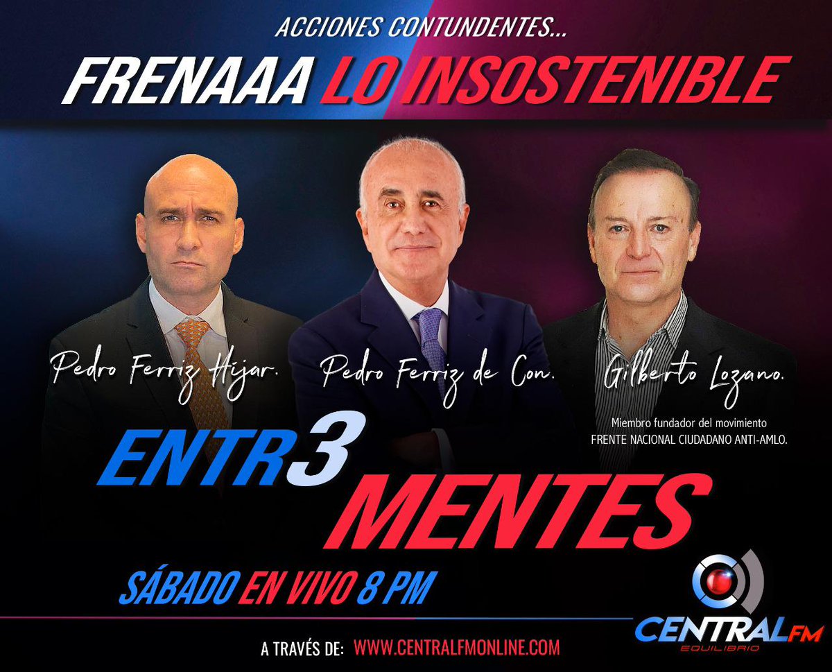 OficialFrenaaa's tweet image. El Frente Nacional ANTI-AMLO (FRENA) en ascenso, es claro Los mexicanos en mayoría RECHAZAMOS a Andrés López.

La agresividad, insultos, desde el salón de BOTS del Palacio Nacional, habla de que "SI ladran, es que estamos avanzando"

Este sábado 8 pm 

#SomosMexico
#AMLOveteYA