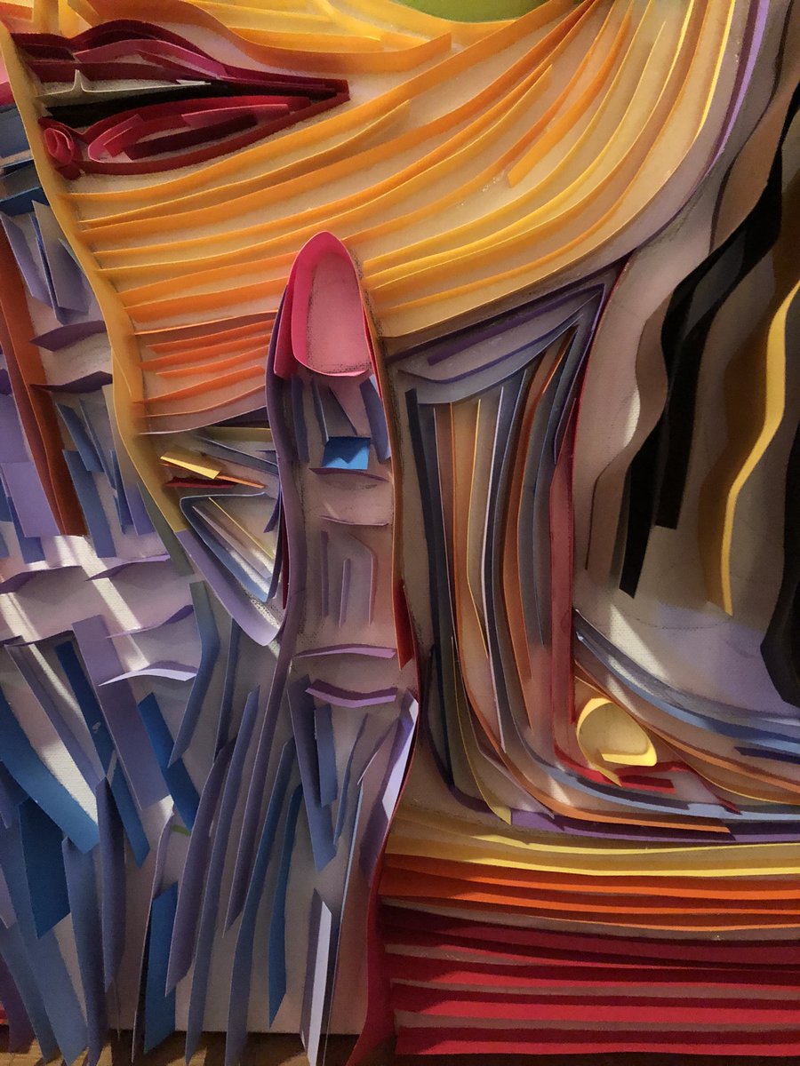 Jacob_riddling's tweet image. “Get in line” 30 by 40 in. Construction paper glued onto canvas