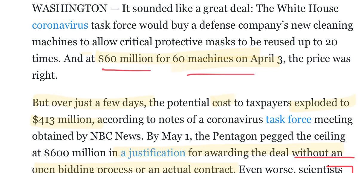 Everything Trump touches smells like the wrong side of a skunks arse and this is no different. How did a 60 machine $60M agreement turn into $413M deal with a cap of $600M? We don’t know but this is a pattern of dirtbaggry for these jackals.