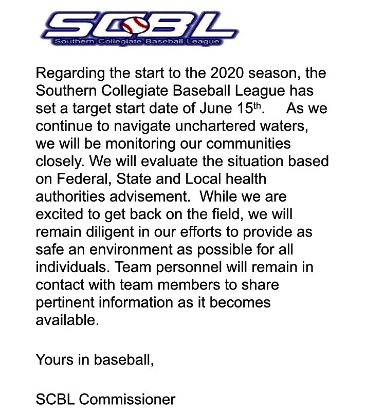 UPDATE: SCBL to open season June 15th <a href="/CollegeSummerBB/">Collegiate Baseball</a> <a href="/NACSBbaseball/">NACSB</a> <a href="/KyleBaileyClub/">Kyle Bailey</a>
