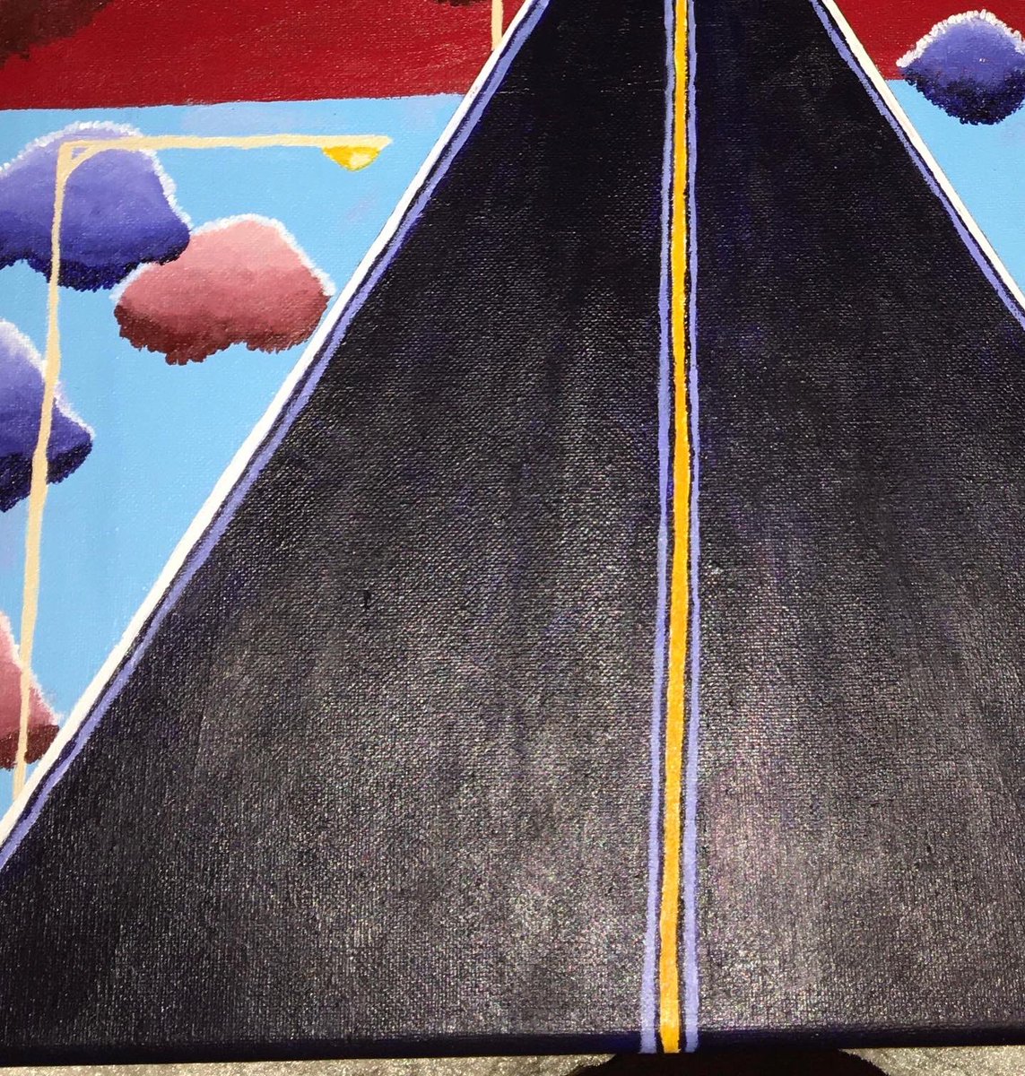 artbyci's tweet photo. FOR SALE:

Highway to Hell 🔥
.
Price: $100.00
Medium: acrylic on canvas
Size: 16x20.
.
#highwaytohell #yellow #primarycolors #road #clouds #abstract #navyblue #crimsonred #white #blackartist #streetlights #streetscene #oblivion #pergatory #artwork #art #heavenorhell #roadtohell https://t.co/bkFotUqBx1