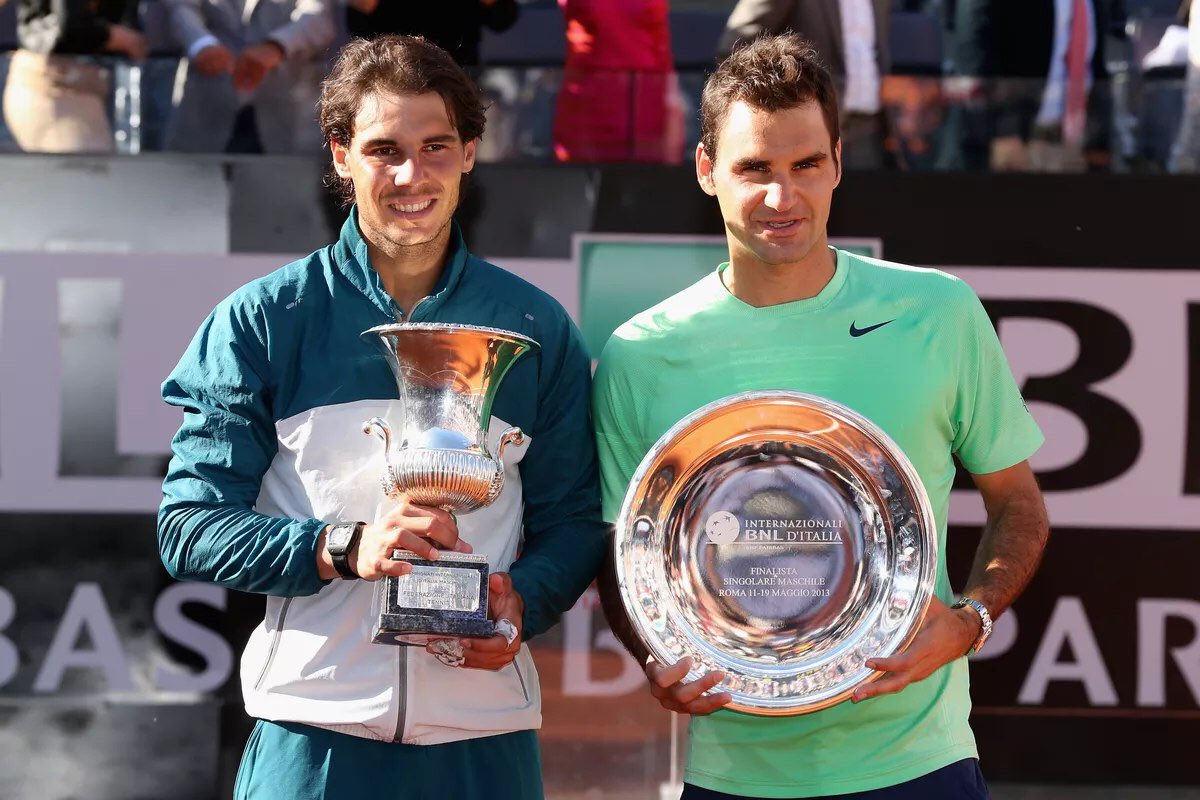 Rafa defeats Roger, at the 2013 Rome Open
Quick match and domination from Nadal, who wins 6-1, 6-3. 
He served for the match at 5-1, but got broken when Federer played his best two games of the final. 
#Nadal #Federer #RomeOpen #Clay #Tennis #masters1000 #final