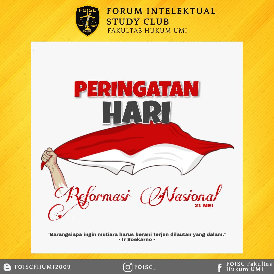 Selamat memperingati Hari Reformasi Nasional, 21 Mei 2020