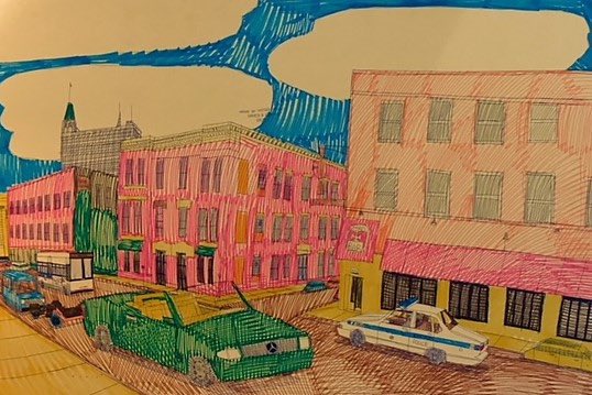 Drawings of Chicago by outsider artist and musician Wesley Willis (1963-2003), best known for his song “Rock &amp; Roll McDonald’s”
