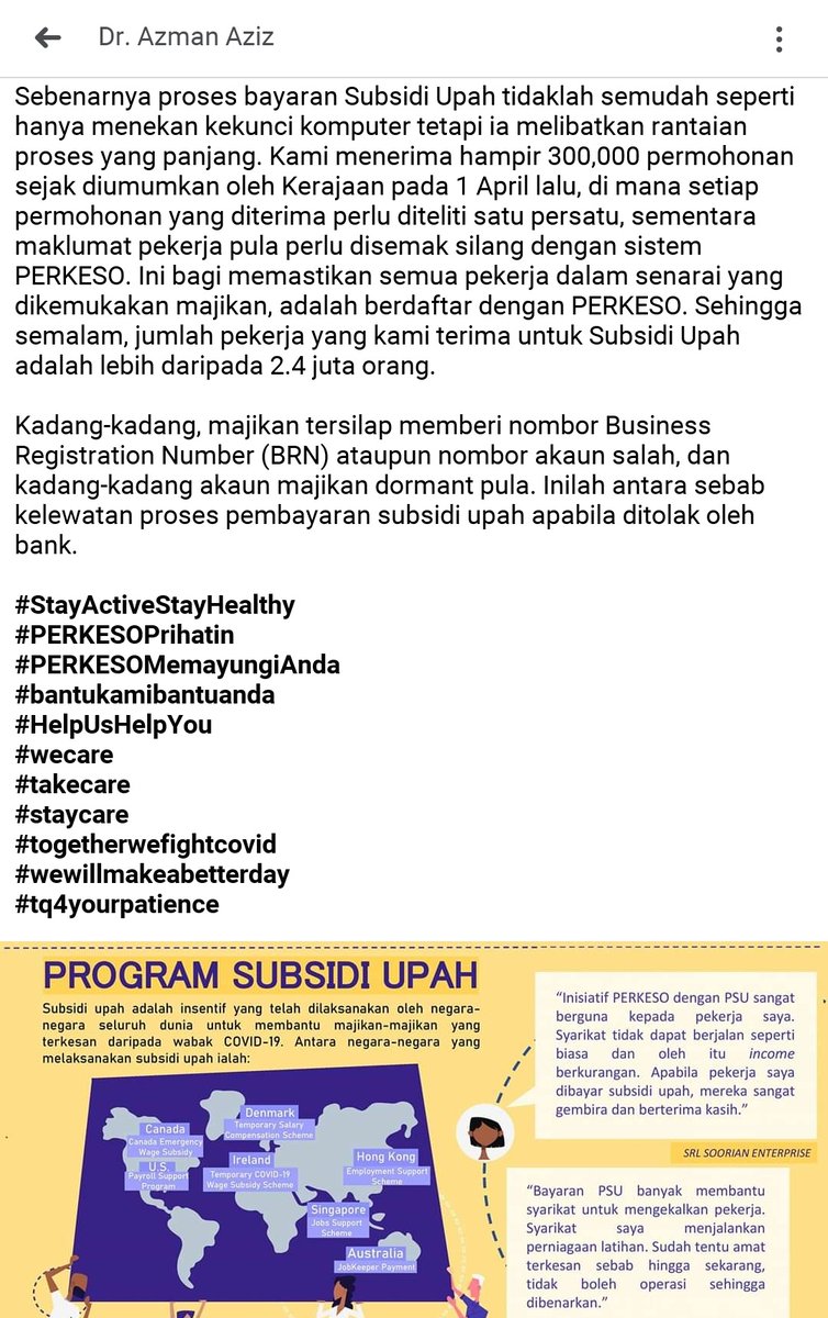 Mr Kah Hau Wat On Twitter Aku Dpt Info Dari Seseorang Katanya Di Fb Rasmi Perkeso Dah Diterangkan Kenapa Psu Lambat Dapat Bayar Info Terbaru Katanya Psu Utk Org Yg Masih Bekerja Tapi