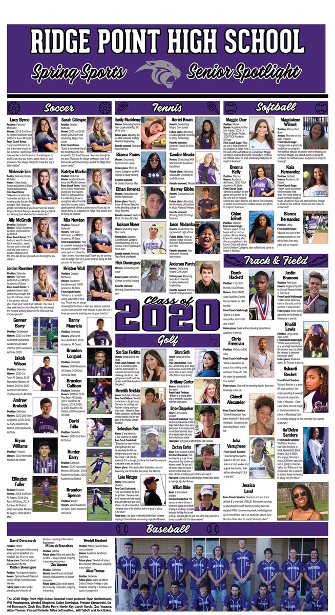RPHS_FB's tweet image. Thank You to all our Panther Spring Sport Seniors! Big thanks to @Duns_more for putting this awesome senior spotlight graphic together for us. #Legacy2020 #PantherPride