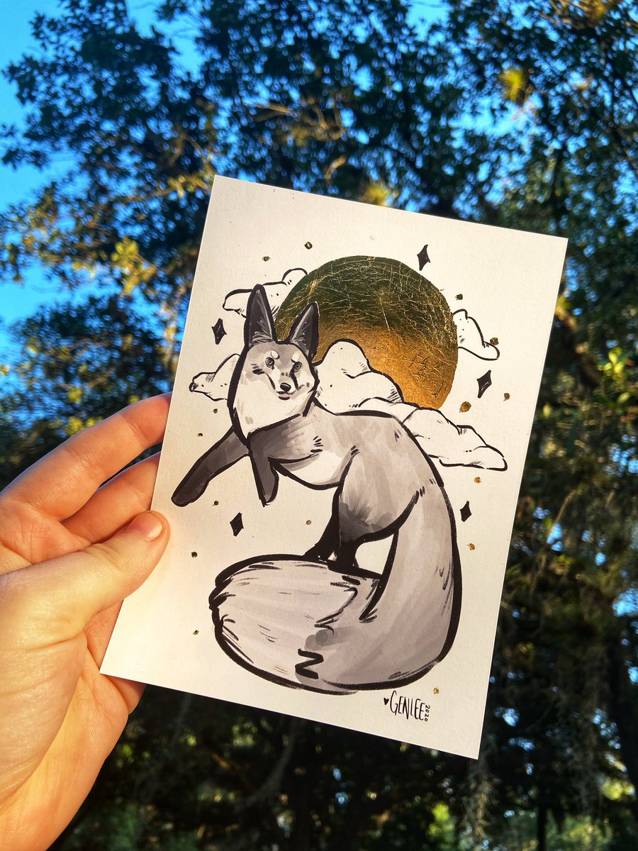 Hey everyone! I have a limited edition fox art print available on my Etsy. Only 25 of these gold leaf embellished prints will ever be made, so snag one and support my work if you’d like! 
etsy.com/shop/GenleeArtt

#Covid_19 #sailormoonredraw #artists #artchain #supportartists