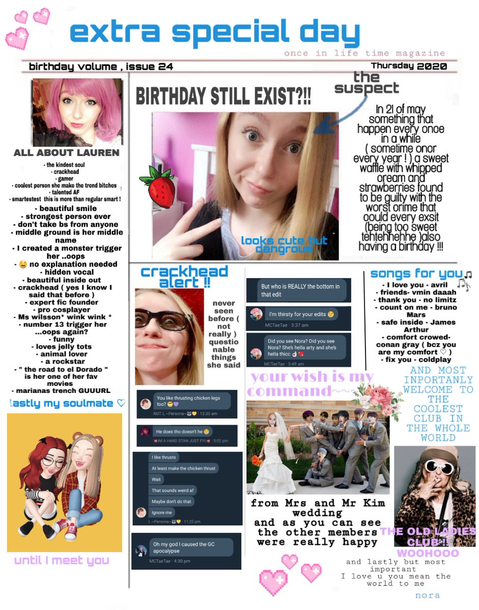 btsopia's tweet photo. HAPPY BIRTHDAY @_Taerrific_ !!!!! I'm sorry I'm kinda lateeee 😭😭
I LOVE U SOOO SOO MUCH MY SOULMATE AND MY FOREVER FREAKOUT PARTNER ♡♡
#ITSMYSOULMATEBDAY #WHOSTHATGUURL
#WHENYOUAREHUNGRYLAURENISTHEBEST
#NOIDONTSUPPORTCANNABOLISM
#ispelledthatwrong
p.s as for the edit https://t.co/hS0AZR85sU