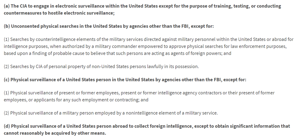 55) The CIA is not governed by FISA. Their domain is primarily overseas. They may receive information from foreign intelligence agencies (such as Five Eyes nations like the UK) without generating a report in official U.S. intelligence channels.  https://www.archives.gov/federal-register/codification/executive-order/12333.html