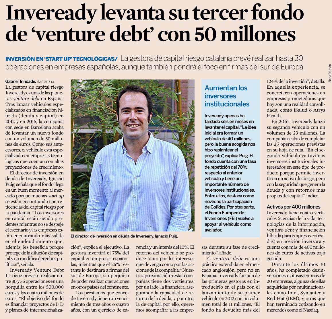 LauraSmithTes's tweet photo. .@inveready levanta su tercer fondo de venture debt con €50M, con foco en España (75%) y sur de Europa (25%) (vía @exp_catalunya) https://t.co/nfMoEqE75C