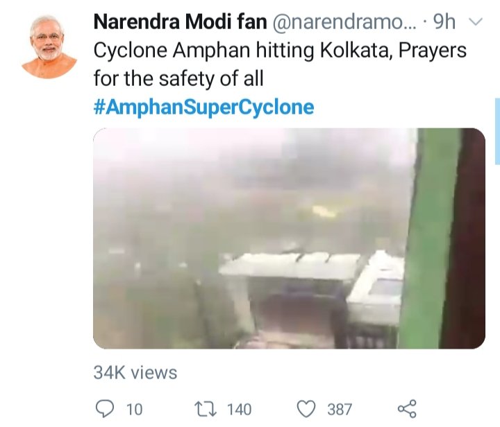 Dear cow*rd bengalis, dare to record your own scene. #SuperCycloneAmphan 
This video is old one of #CycloneFani @BBSRBuzz