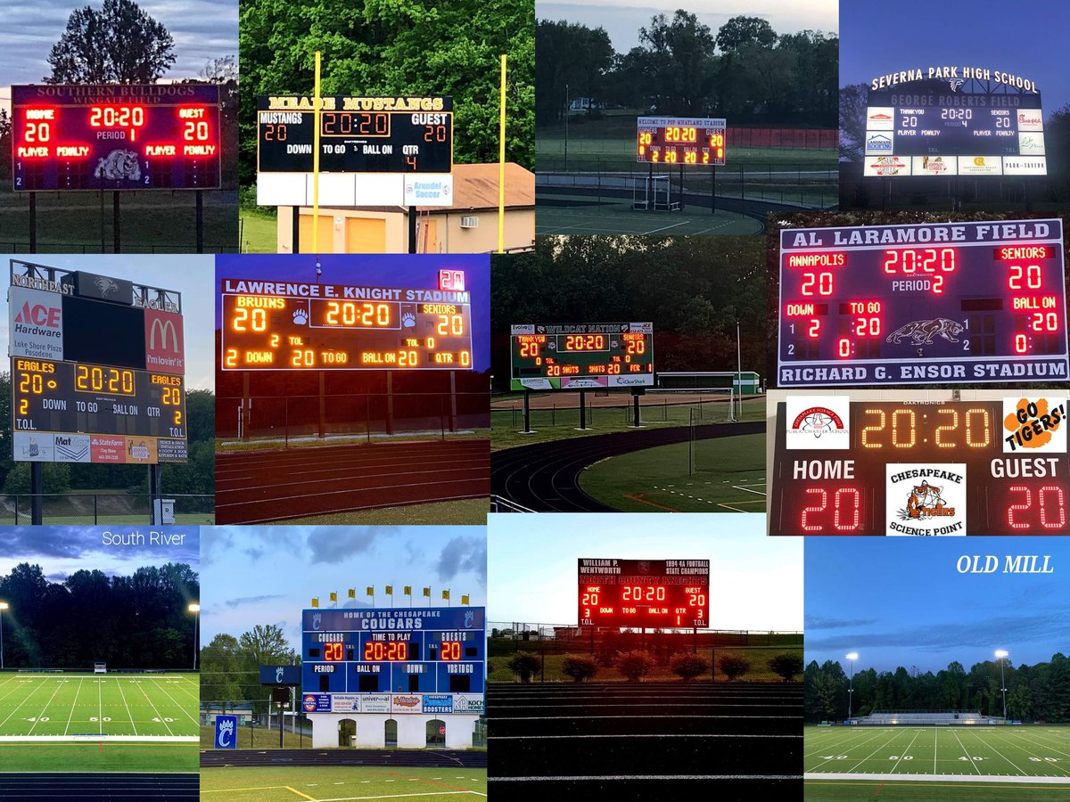 Tonight all 13 of our high schools lit up their scoreboards/fields one more time to recognize the Class of 2020. AACPS Athletics wants to thank our ADs, coaches, support staff and most importantly honor our senior athletes &amp; wish them a bright future. #AACPSAthletics #ClassOf2020
