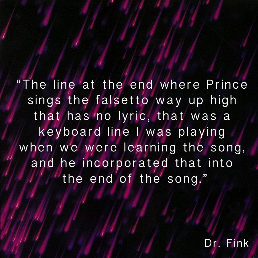 Dez Dickerson said he had an influence too.Dr Fink said he recalls conversations he had with Prince during the 1999 tour 1982-1983 & he also added information about his contribution to the song.Taken from  @Duane_Tudahl’s:“Purple Rain Era”: