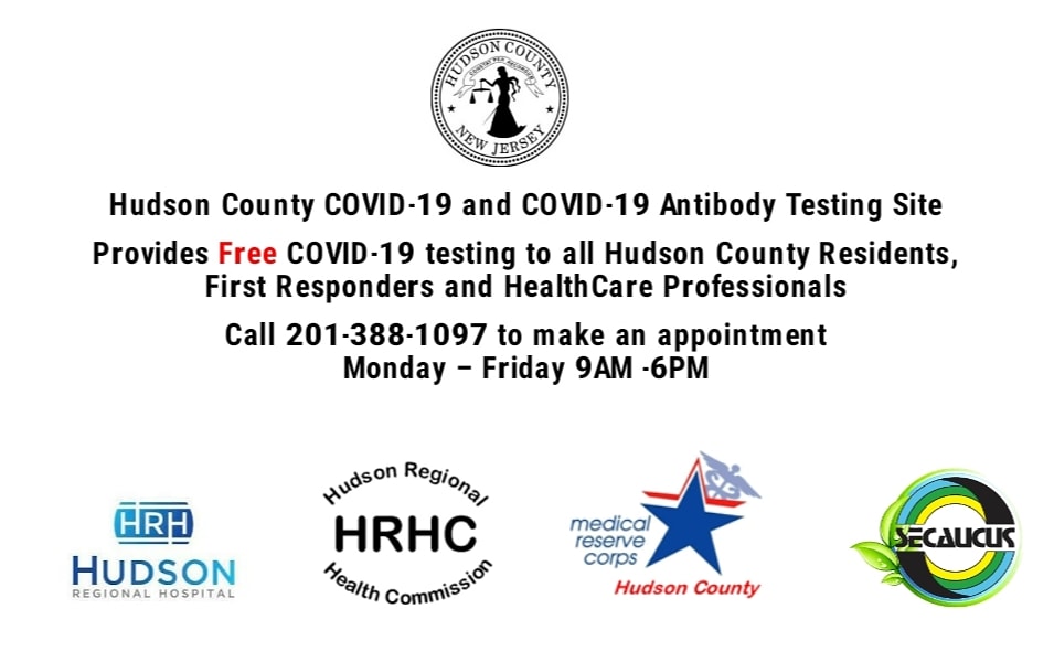 The County of Hudson, @HudsonRegional and @HudsonRegHealth are a great model of a public/private partnership We are conducting FREE #COVID19tests and #COVID19Antibodytests.
Call 201-388-1097 to schedule an appointment for your
#FreeCOVID19test
#keepinghudsonhealthy
@HudCoTweet