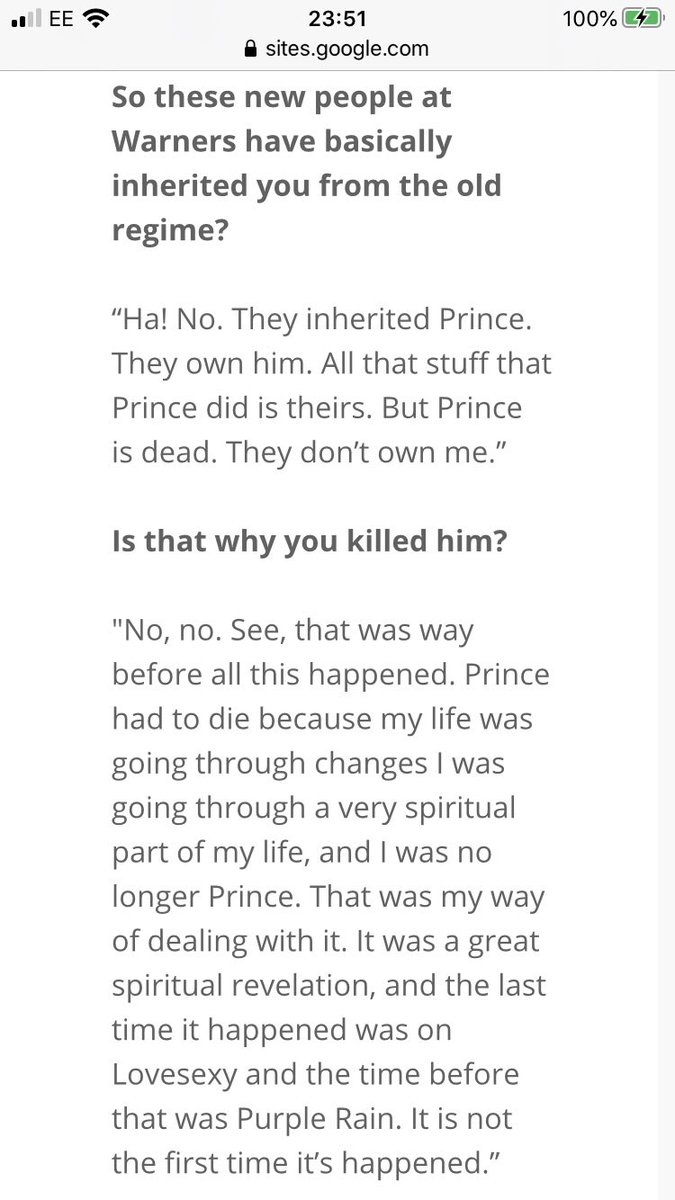 Most revealing was what he told Q Mag in 1995 as an explanation for his name change to Symbol o+> “It was a great spiritual revelation, and the last time it happened was on Lovesexy and the time before that was Purple Rain. It is not the first time it happened”