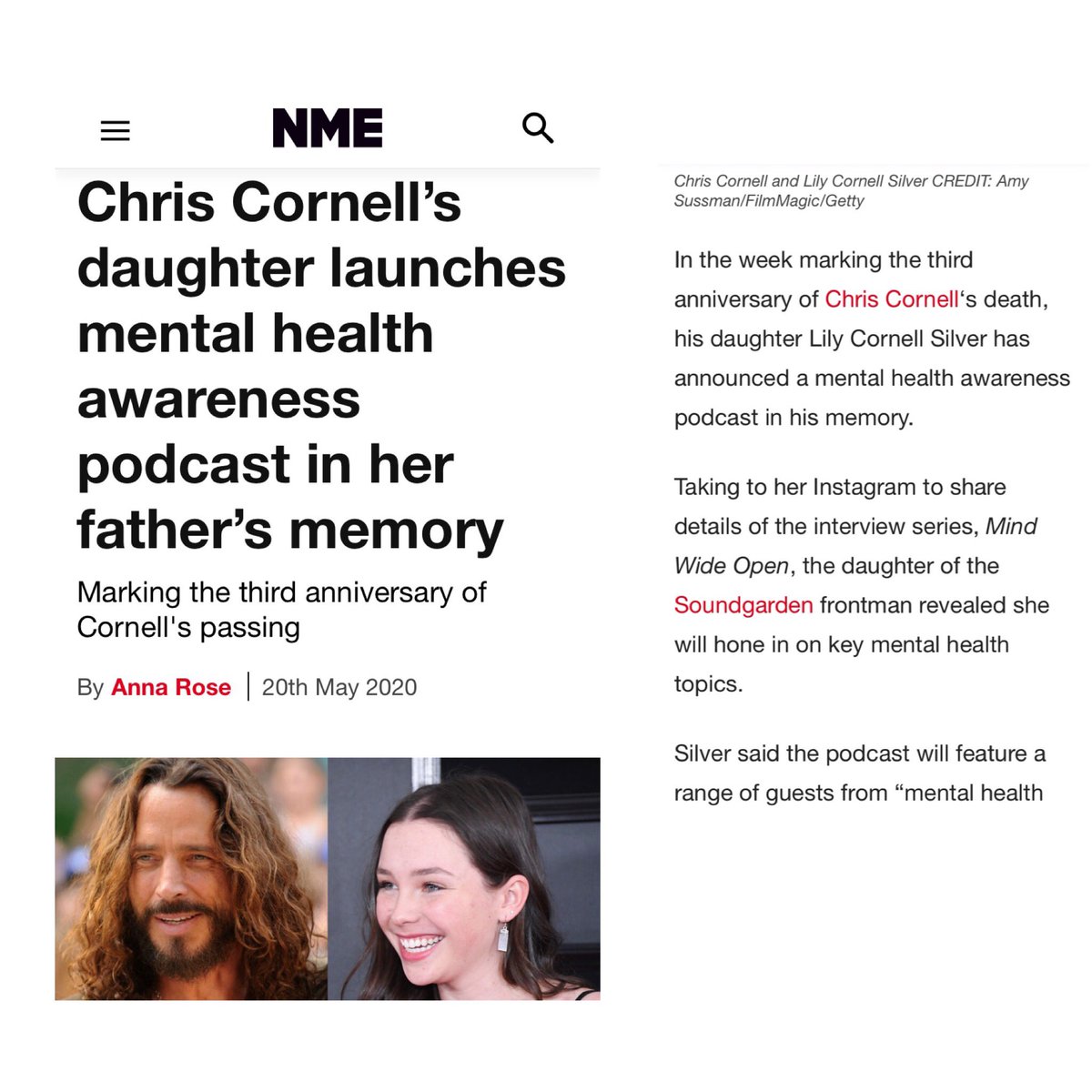beenawaytoo's tweet photo. @chriscornell @NME @RollingStone @MusiCares .@tmorello @ArtistWaves @MusicRadar @seattletimes @RollingStone @MusiCares @NME 
“In the week marking the third anniversary of Chris Cornell‘s death, his daughter Lily Cornell Silver has announced a mental health awareness podcast in his memory.” #MentalHealthAwareness https://t.co/6c33l5raKh