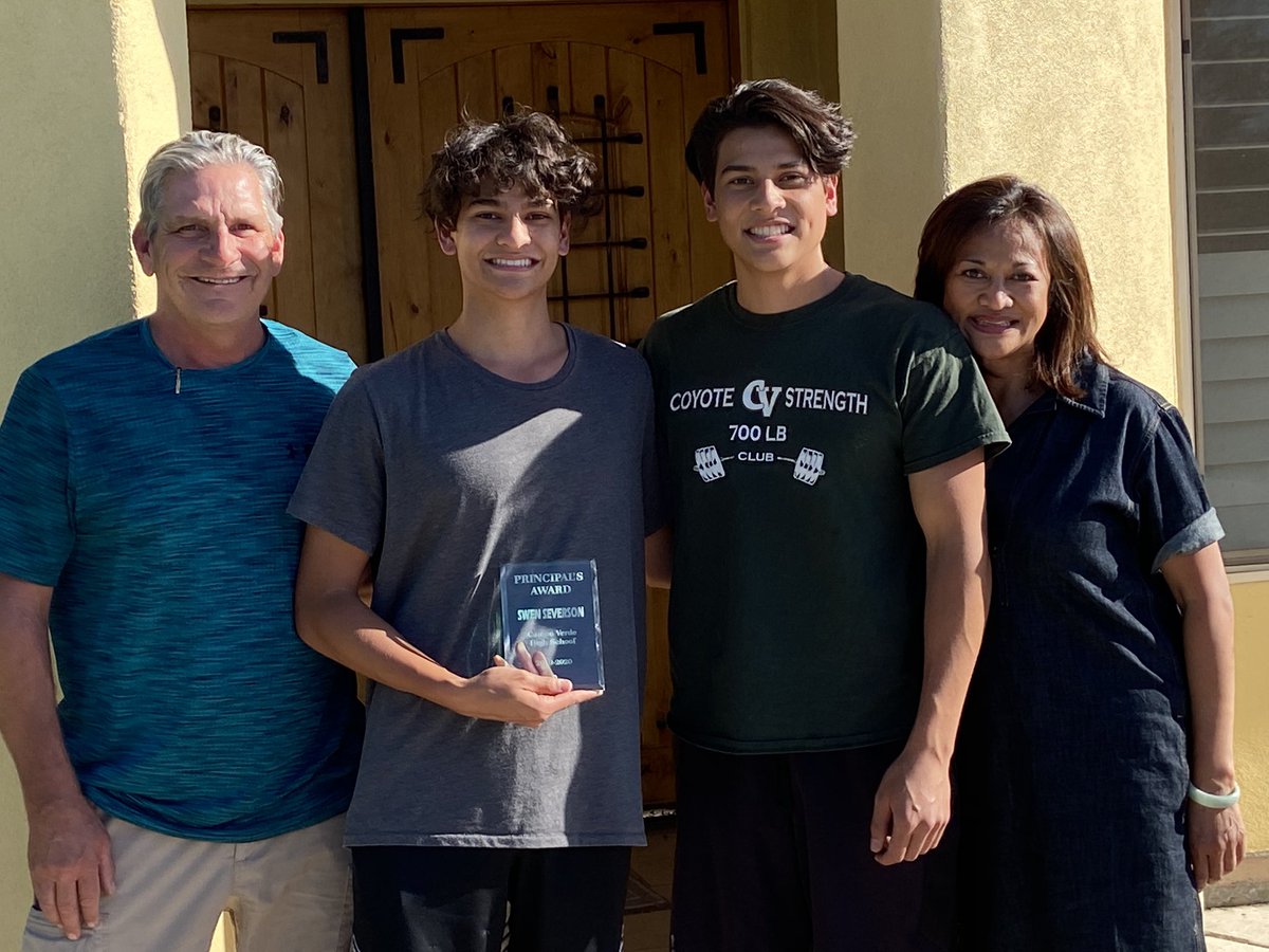 CopperCoyotes's tweet photo. Congratulations to Swen Severson for receiving the 2020 Principal’s Award. This award recognizes students for their excellence in any or all of our core values, Community, Values, Honor, and Scholarship. Thank you for making Campo better! @CVHSMrsCox @CVHSMrDumas https://t.co/FLzDizBMRo