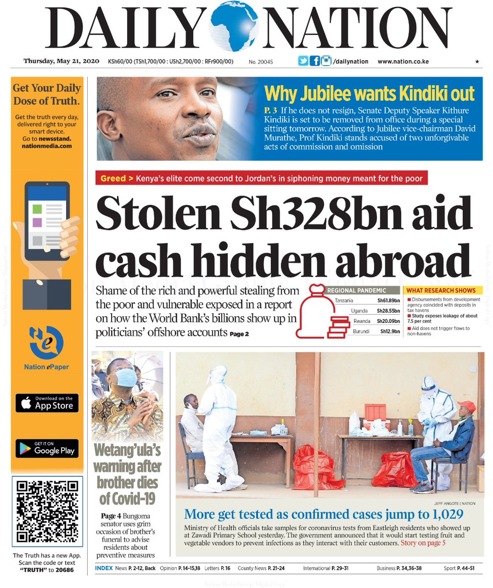 NationAfrica's tweet photo. Stolen Sh328bn aid cash hidden abroad https://t.co/rF9NQjZM4k https://t.co/HFFQ4VzY3m