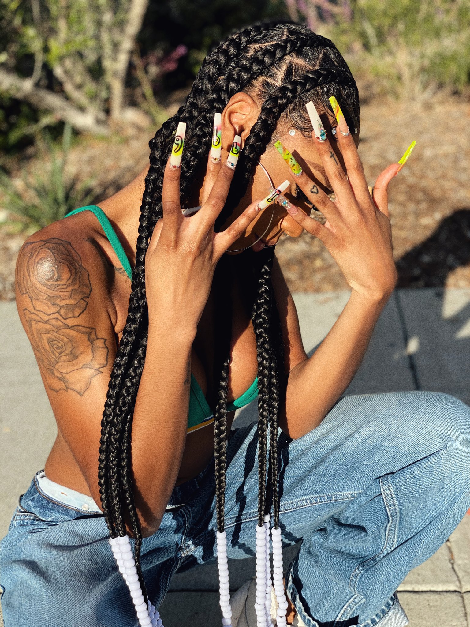 Pop smoke sale braids with beads