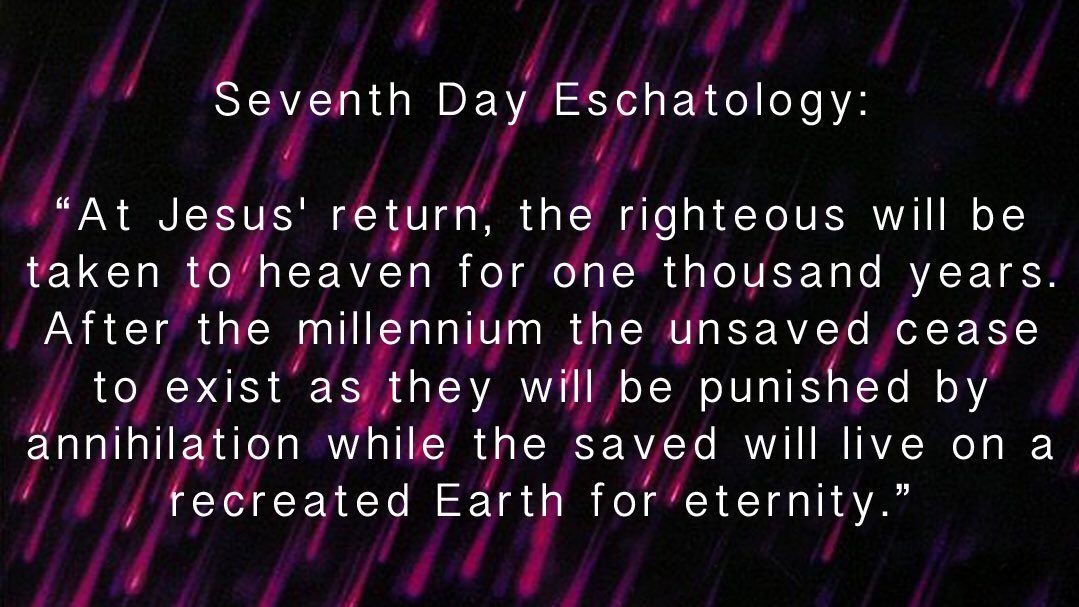 Prince was raised to believe the world was going to end any day & he was taught to be prepared for it. For him the color purple symbolized the end of the world & finding divine guidance during Armageddon in line with SDA eschatology (or end of times belief) which says: