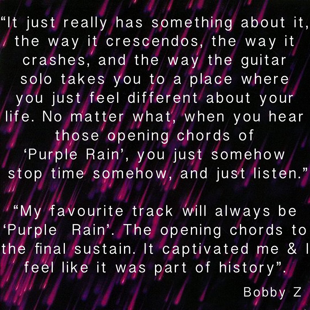 Here’s some touching comments from  @therevolution band members on what Purple Rain meant to them: @drfink1980  @doctorfink @BrownmarkNation  @BobbyZ1999  @wendyandlisa