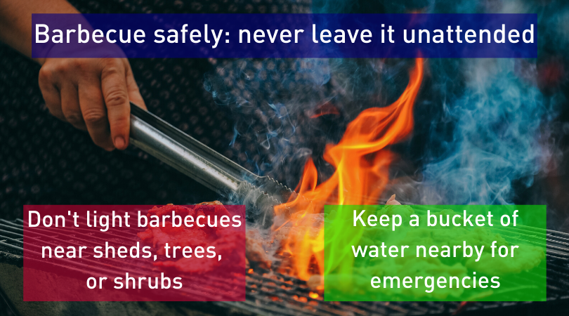 We've had very dry weather recently, which means fires are likely to spread very quickly.

This weekend we need your help:
❌ DON'T light bonfires
✔️ DO enjoy barbecues, but be sensible and safe

Never leave a barbecue unattended until the flames are completely out.