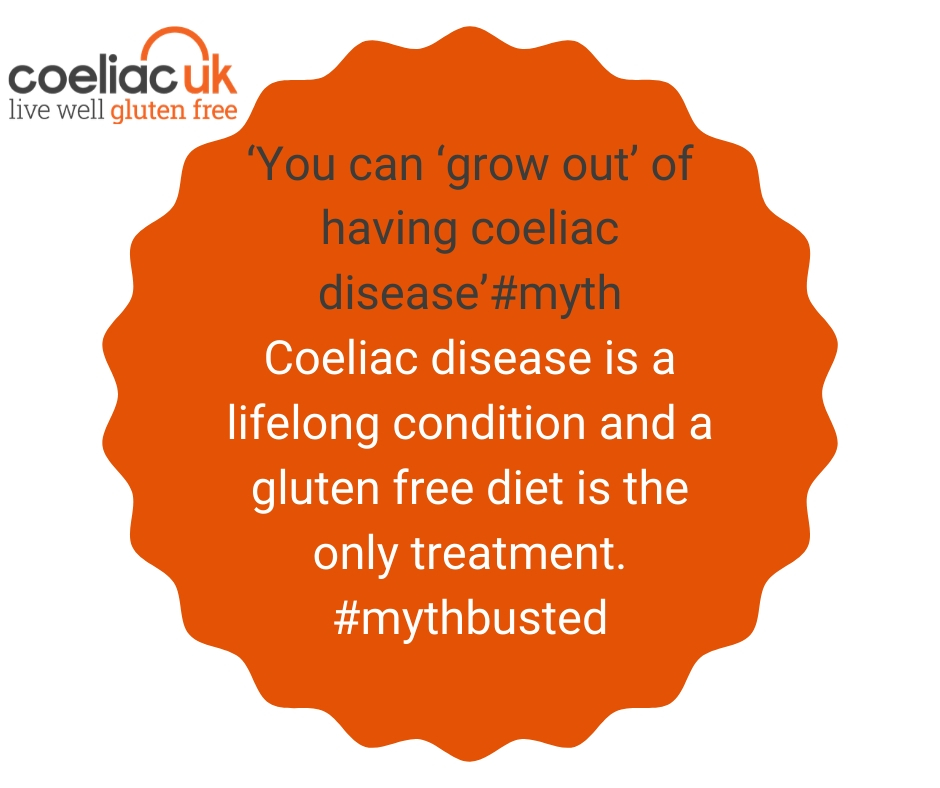 Coeliac disease is a lifelong condition and a gluten free diet is the only treatment. #Mythbusted

Please retweet to raise awareness of #coeliac disease📣