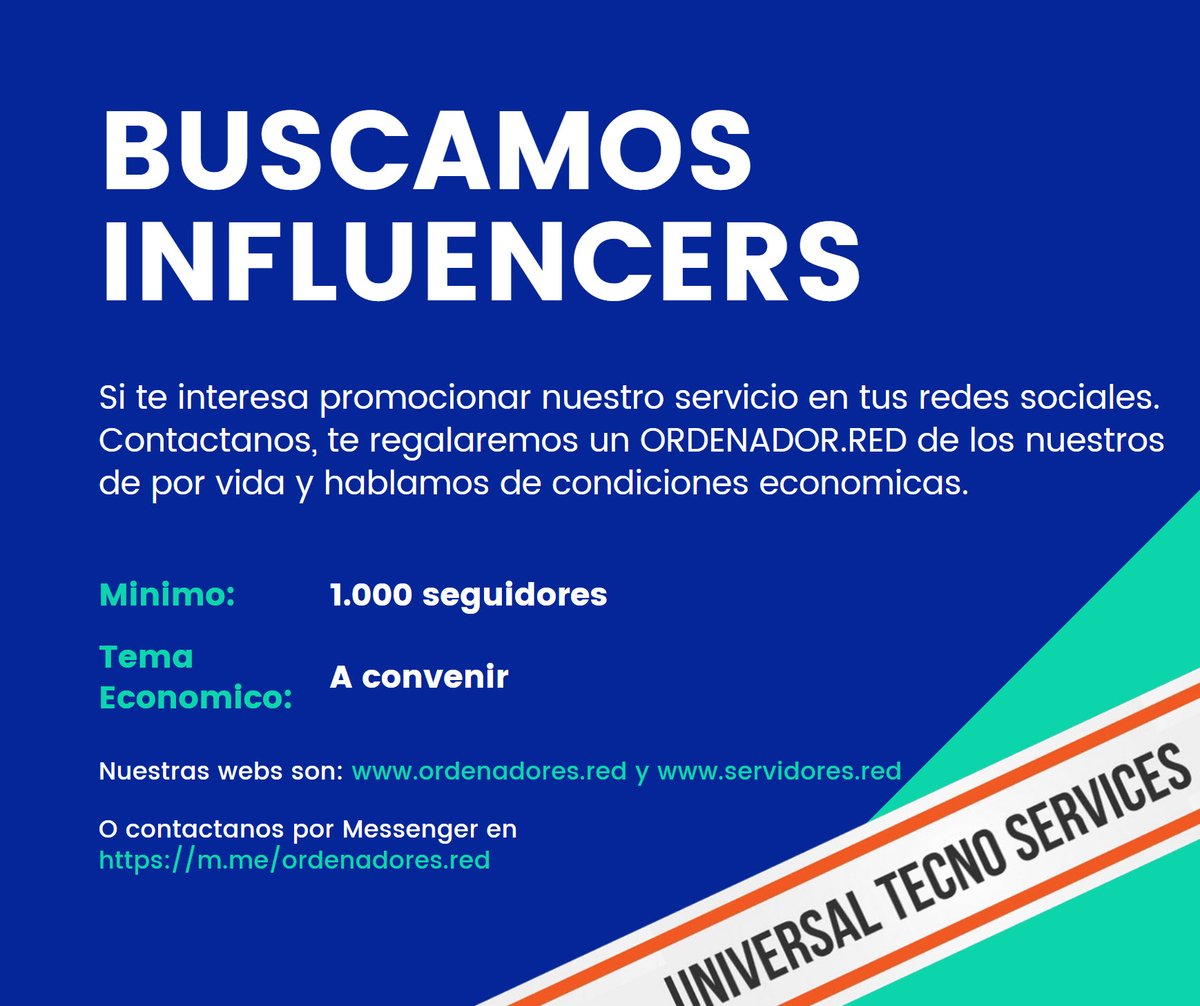 unitecser's tweet photo. 𝑩𝑼𝑺𝑪𝑨𝑴𝑶𝑺 𝑰𝑵𝑭𝑳𝑼𝑬𝑵𝑪𝑬𝑹𝑺

Si te interesa promocionar nuestro servicio en tus redes sociales. Contactanos y te regalamos un https://t.co/rKo0asrp6i de los nuestros y hablamos de condiciones economicas.

Minimo: 1.000 seguidores https://t.co/BxMVeubujG