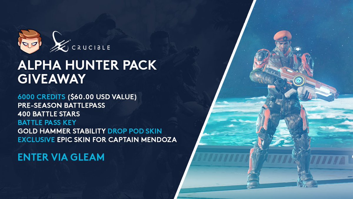 Itsmarkweller's tweet photo. REALLY enjoying #PlayCrucible so I thought I'd throw a #giveaway to celebrate the release! Follow the steps below for a chance to win a #Crucible Alpha Hunter pack! (not a #CruciblePartner) 👊

❤️ Follow, Like &amp; Retweet
🎁 Enter Here: https://t.co/qrcxCbeXxj https://t.co/hMpZyPdEv3