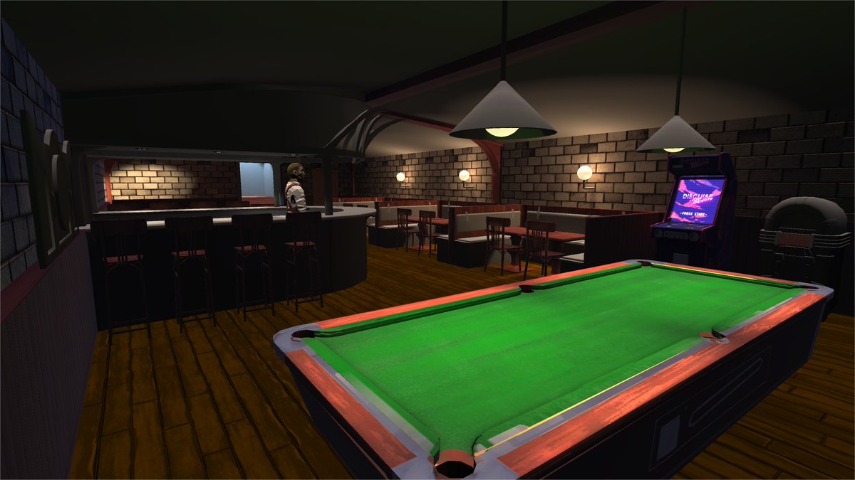LostImpact_game's tweet photo. 🇫🇷Et voilà ce que donne notre changement de DA sur le bar. 

🇬🇧With the bar place that's how our change of artistic direction looks like.
#indiegame  #gamedev #lostimpact #detectivegame #workinprogress #unity3d https://t.co/Km2sDGGrgy